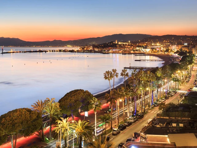 The Croisette in Cannes by night